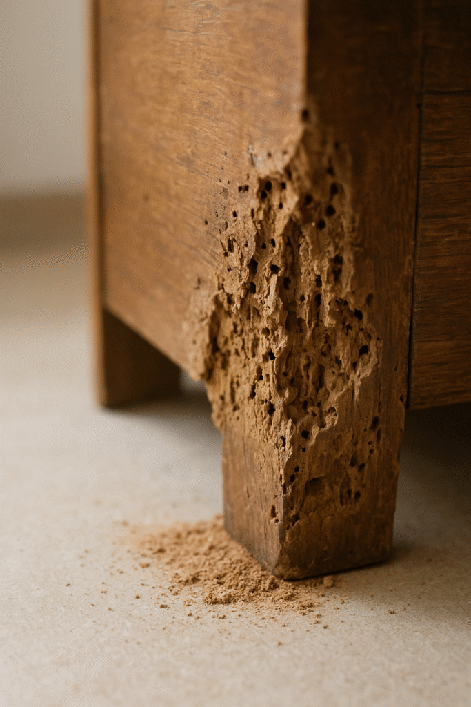 Mesa infestada de termitas.